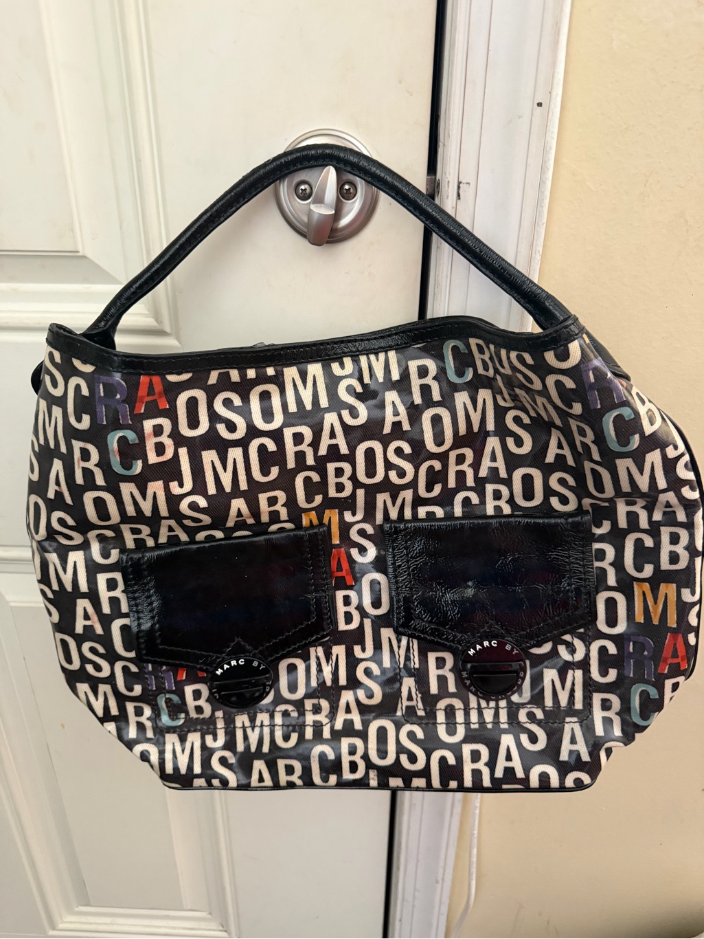 Marc By Marc Jacobs Black Multicolor Logo Shoulder Bag